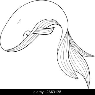Contours du logo d'un rorqual bleu. Enregistrer le logo animal baleine illustration. L'océan, sur la mer. Style d'art de la ligne. Vector illustration isolé. L'icône Contour. Illustration de Vecteur