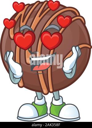 Tomber en amour au chocolat praliné, ball cute cartoon character design Illustration de Vecteur