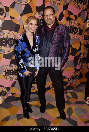 Los Angeles, CA - 05 janvier : Jeffrey Nording (R) et Miranda Nordling assister à HBO's deux Golden Globes After Party à Circa 55 Janvier 05, le restaurant le 2020 à Los Angeles, Californie. Banque D'Images