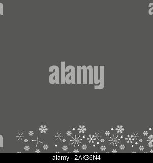 Profil de transparente Noël grand et complexe de petits flocons en blanc sur fond gris Illustration de Vecteur