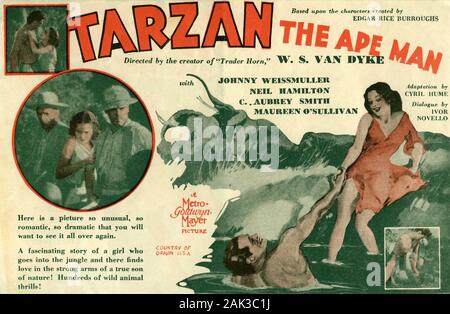 JOHNNY WEISSMULLER MAUREEN O'SULLIVAN, NEIL HAMILTON et C. AUBREY SMITH dans Tarzan l'homme singe directeur 1932 W. S. Van Dyke roman adaptation d'Edgar Rice Burroughs dialogue Cyril Hume Ivor Novello Metro Goldwyn Mayer Banque D'Images