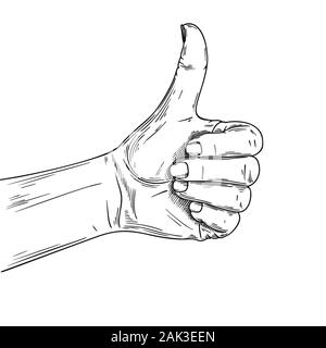 Geste de la main ok. Illustration dans le style de croquis. Hand drawn vector illustration Illustration de Vecteur