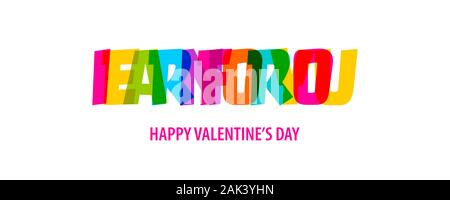Valentine Day citation texte arc-en-ciel dans des couleurs vives. Illustration de Vecteur