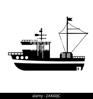 Silhouette de la mer navires remorqueurs Illustration de Vecteur