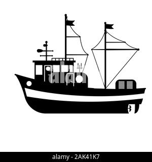 Silhouette de la mer navires remorqueurs Illustration de Vecteur