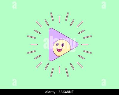 Caricature de composition avec jouer inscrivez-vous entouré et joyeux rayons icônes emoji. Vector illustration minimaliste, le jeu social media content Illustration de Vecteur