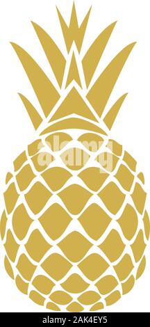 Vector illustration of a golden pineapple isolé sur fond blanc. Illustration de Vecteur