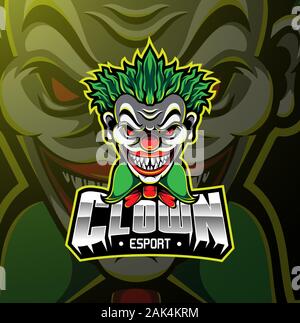 Clown esport mascot logo design Illustration de Vecteur