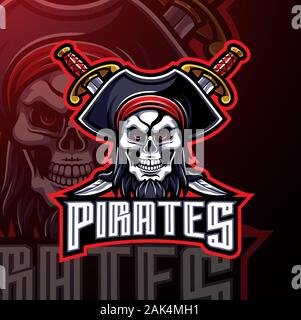 La mascotte des jeux de pirates logo design Illustration de Vecteur