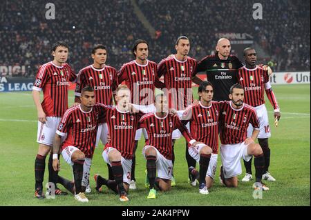 Milan Italie ,23 novembre 2011, 'G.Meazza San Siro' Stadium, Ligue des champions 2011/2012, l'AC Milan - FC Barcelone : l'équipe de l'AC Milan Banque D'Images