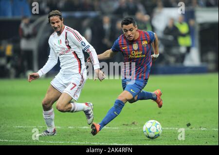 Milano Italie 28/03/2012, 'Giuseppe Meazza Stadium", Champions League 2011/ 2012 , AC.Milan - FC Barcelone : Alexis Sánchez en action pendant le match Banque D'Images