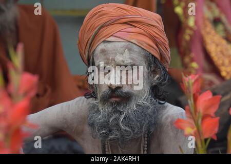 Kolkata, Inde. 07Th Jan, 2020. Pèlerins et sadhus sont vus à l'Gangasagar Mela un camp de transit sur le chemin de l'assemblée annuelle à la fête hindoue de l'île Sagar à plonger là à confluent du Gange et de la baie du Bengale, à la prochaine occasion de le Makar Sankranti sur la révision à mi-janvier. (Photo par Biswarup Ganguly/Pacific Press) Credit : Pacific Press Agency/Alamy Live News Banque D'Images