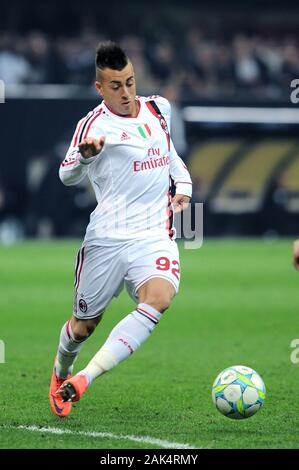 Milano Italie 28/03/2012, 'Giuseppe Meazza Stadium", Champions League 2011/ 2012 , AC.Milan - FC Barcelone : Stephan El Shaarawy en action pendant le mach Banque D'Images