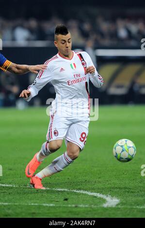 Milano Italie 28/03/2012, 'Giuseppe Meazza Stadium", Champions League 2011/ 2012 , AC.Milan - FC Barcelone : Stephan El Shaarawy en action pendant le mach Banque D'Images