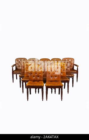 Chaises en bois Close up isolated on white background with clipping path Banque D'Images