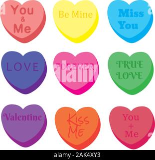 Vector illustration d'un ensemble d'abstract coeurs avec valentien. Les expressions d'arrière-plan de la Saint-Valentin. Illustration de Vecteur