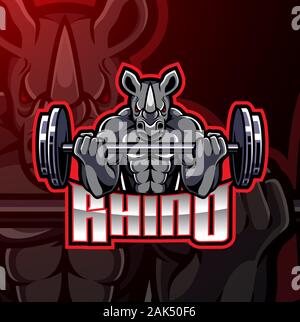 Conception de logo jeux mascot Rhino Illustration de Vecteur