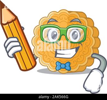 Une photo de chinois étudiant caractère mooncake holding pencil Illustration de Vecteur