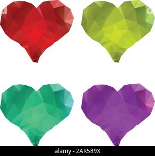 Ensemble de coeurs confits colorés sur fond blanc. Illustration de Vecteur