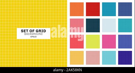 Jeu de ligne blanche à rayures motif géométrique grille transparente sur fond multicolore. Vector illustration Illustration de Vecteur
