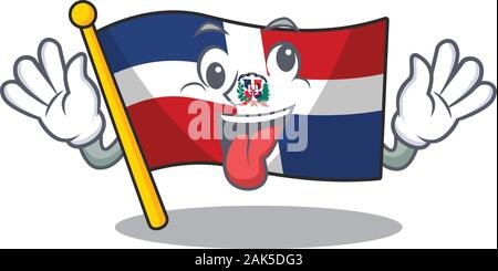 République dominicaine drapeau personnage de style avec un visage fou Illustration de Vecteur