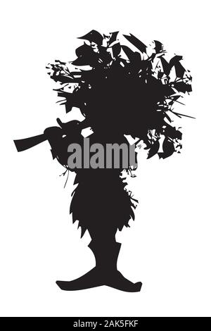 Forest elf - silhouette de caractère de conte de fées avec sifflet, illustration isolé sur fond blanc Illustration de Vecteur