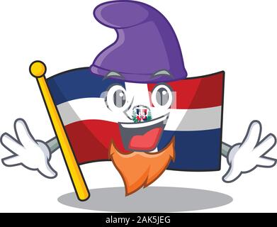 République dominicaine drapeau Funny cartoon mascot effectuée comme un elfe Illustration de Vecteur