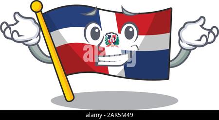 Sourire super drôle d'un drapeau république dominicaine mascot cartoon style Illustration de Vecteur