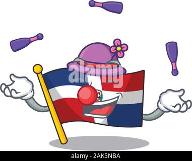 Drapeau république dominicaine Smart cartoon character design jouer Juggling Illustration de Vecteur