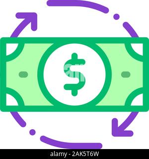 Dollar Bank Note et autour de l'icône vecteur flèches Illustration de Vecteur