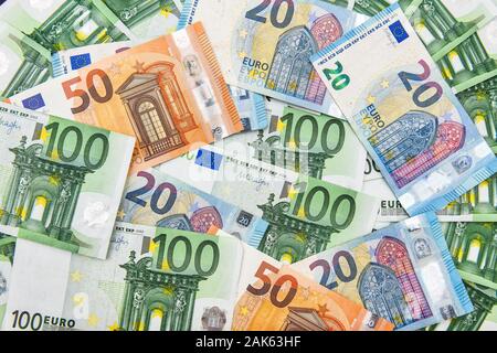 Divers billets en euros, l'argent, Allemagne Banque D'Images
