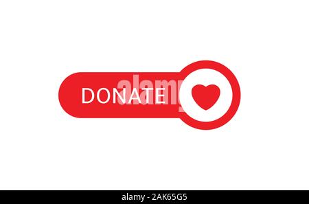 L'icône du bouton Faire un don. Bouton rouge avec coeur rouge pour votre site web, la philanthropie, la charité et le bénévolat de l'élément symbole Web design Illustration de Vecteur