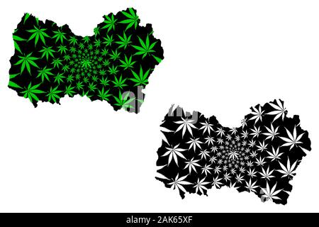 Libertador General Bernardo O Higgins Région (République du Chili) la carte est conçue de feuilles de cannabis vert et noir, Libertador General Bernardo O'Higgins Illustration de Vecteur