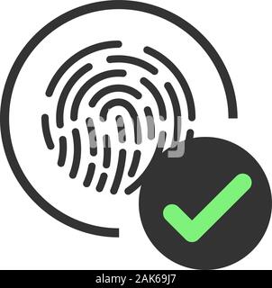 Scan numérique tactile identification de capteur électronique d'authentification. L'icône d'empreintes digitales accepté. L'icône ID. La lecture des empreintes digitales. Illustration de Vecteur