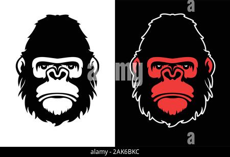 Visage de gorille, isolé sur blanc. Illustration de Vecteur