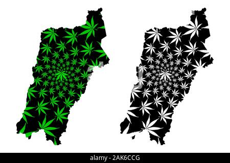 Région d'Atacama (République du Chili, les divisions administratives du Chili) la carte est conçue de feuilles de cannabis vert et noir, carte d'Atacama fait de la marijuana (ma Illustration de Vecteur