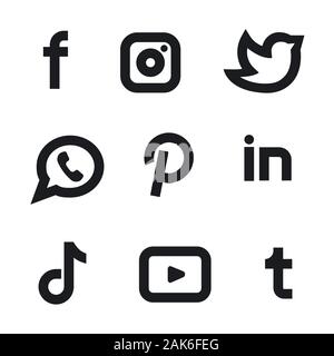 Illustration de l'ensemble des icônes de médias sociaux et services Illustration de Vecteur