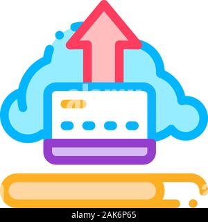 Des données via l'icône de stockage Cloud Contour Vector Illustration Illustration de Vecteur