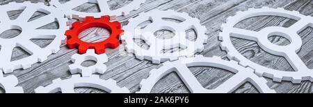 Pignons leader rouge concept panoramique. Le rendu 3D Banque D'Images