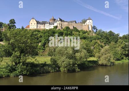 Leisnig : Blick auf Schloss Mildenstein oberhalb der Freiberger Mulde, Leipzig | utilisée dans le monde entier Banque D'Images