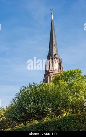 Tour historique de l'Église dite des trois rois (Dreikönigskirche) à Francfort Banque D'Images