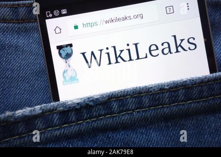 Affiché sur le site web de WikiLeaks en poches cachées smartphone Banque D'Images
