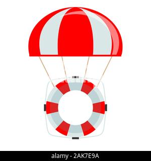 Bouée avec parachute isolé sur fond blanc. Illustration de Vecteur