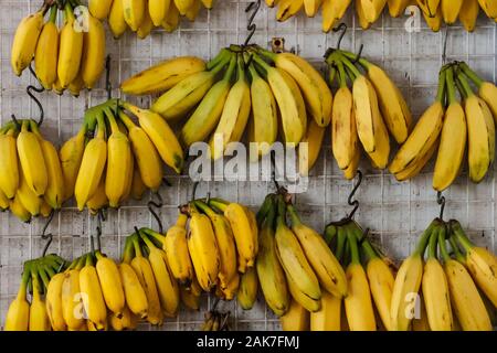 Fruits banane accroché sur la rue du marché à vendre Banque D'Images