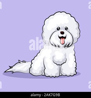 Bichon Frize chien blanc isolée à un fond de couleur Illustration de Vecteur