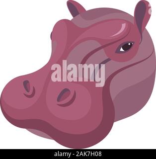 Portrait d'hippopotame en fait simple caricature unique style. Chef d'Hippone. Icône stylisée isolées d'artistes pour votre conception. Vector illustration Illustration de Vecteur
