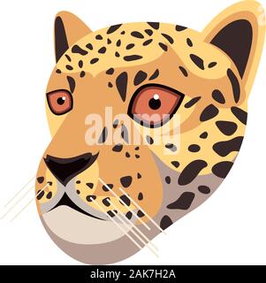 Leopard portrait en style simple caricature unique. Tête de jaguar. Icône isolé pour votre conception. Vector illustration Illustration de Vecteur