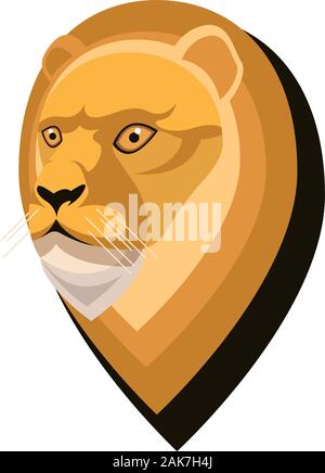 Lion portrait pris dans un style unique simple caricature. Tête de lion. Icône isolé pour votre conception. Vector illustration Illustration de Vecteur