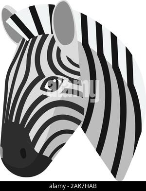 Zebra portrait unique de style simple caricature. Chef de l'African zebra avec le cou. Icône stylisée isolées d'artistes pour votre conception. Vector illustrat Illustration de Vecteur