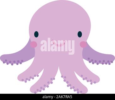 Sea life octopus icône isolés des animaux Illustration de Vecteur